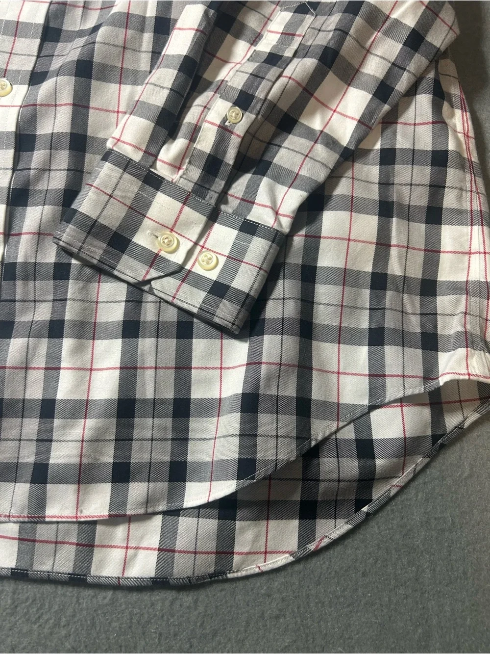 Banana Republic Men's Plaid Button-Down Shirt - White, Black & Red Accent